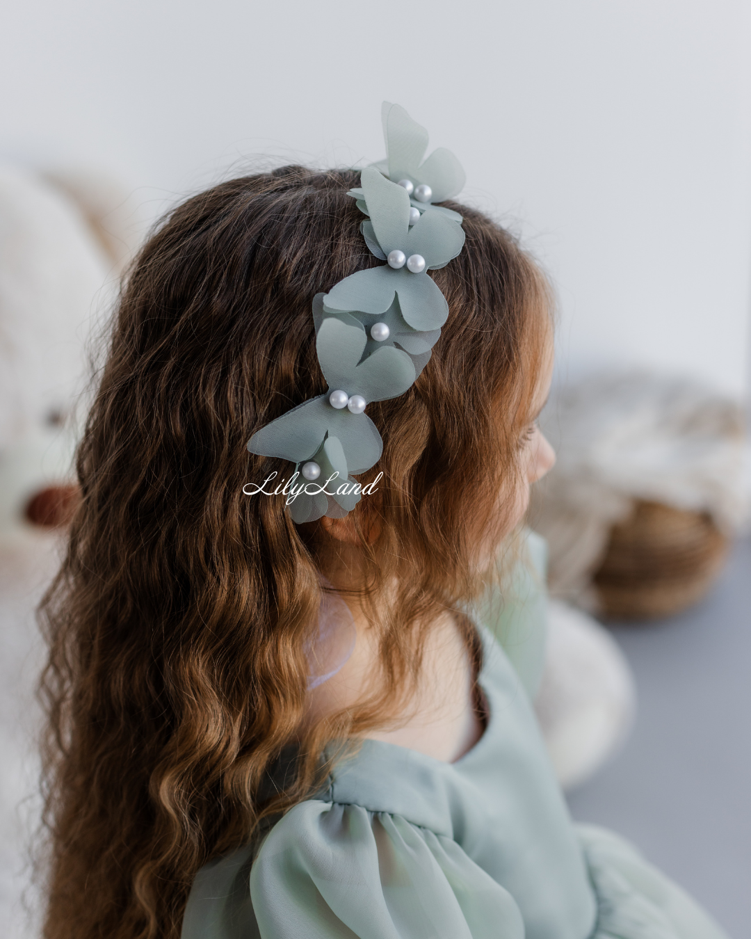 Marseille Puffy Tutu Girl Dress in Sage Green