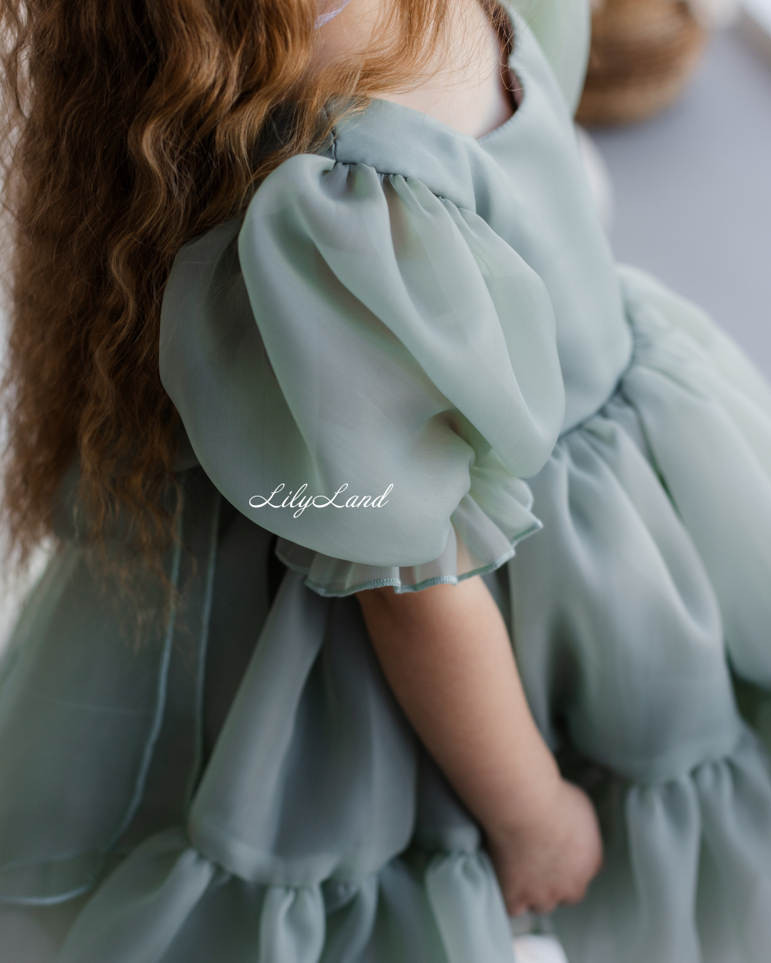 Marseille Puffy Tutu Girl Dress in Sage Green