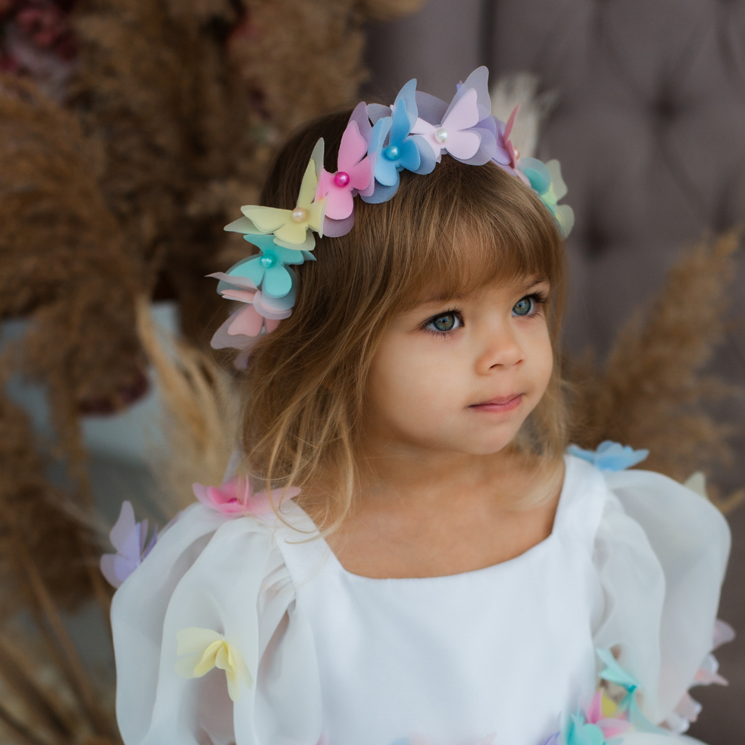 Girl Headband with Multicolored Butterflies