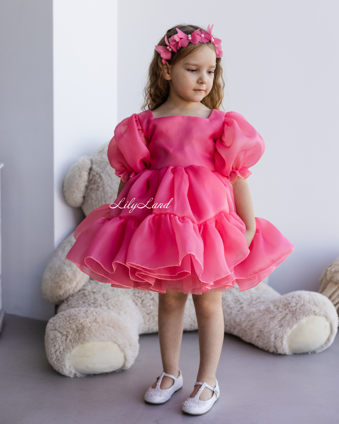 Marseille Puffy Tutu Girl Dress in Bubble Pink
