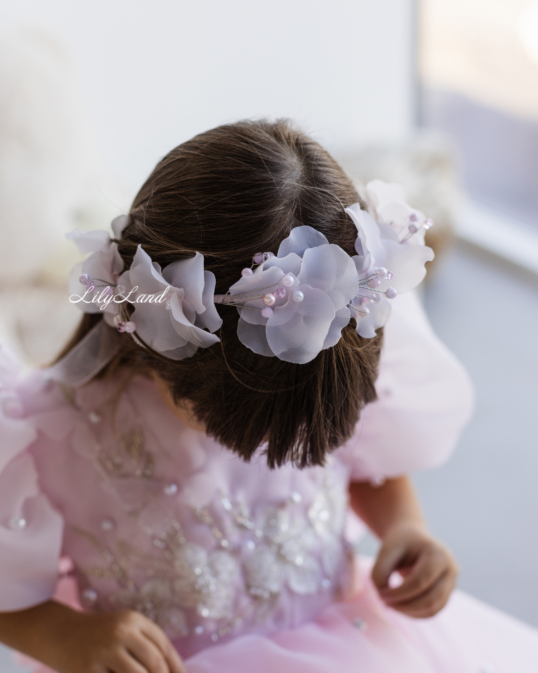 Mia Baby Girl Dress with Floral Appliqué in Light Pink