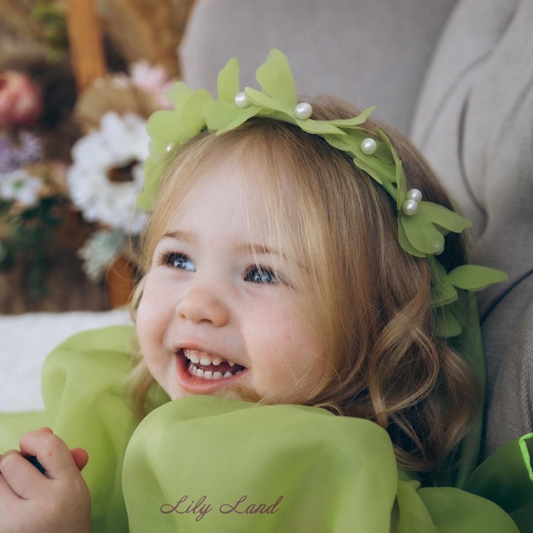 Girl Headband with Butterflies and Flowers in Blue