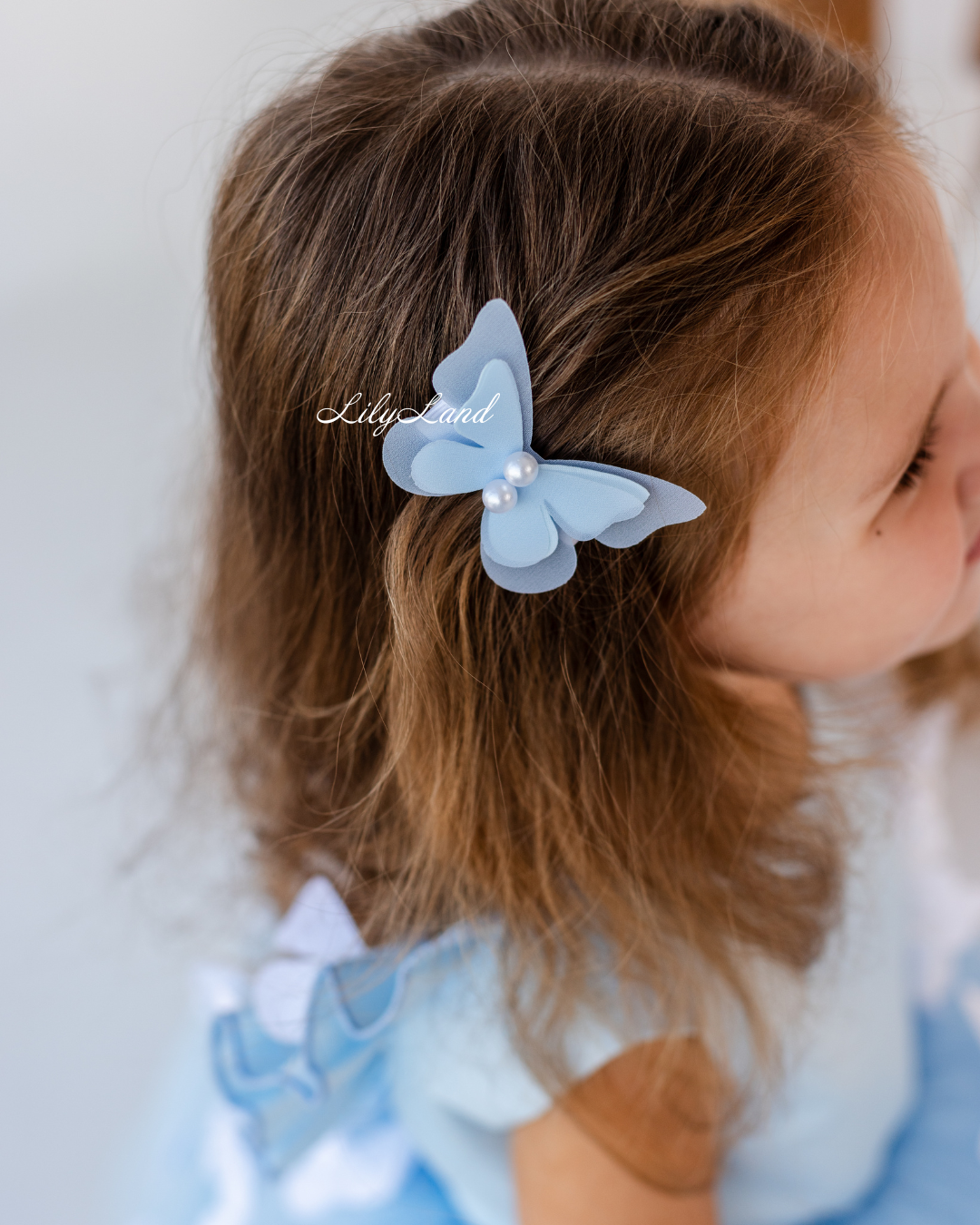 Fleur Girl Long Dress with Butterflies in Blue