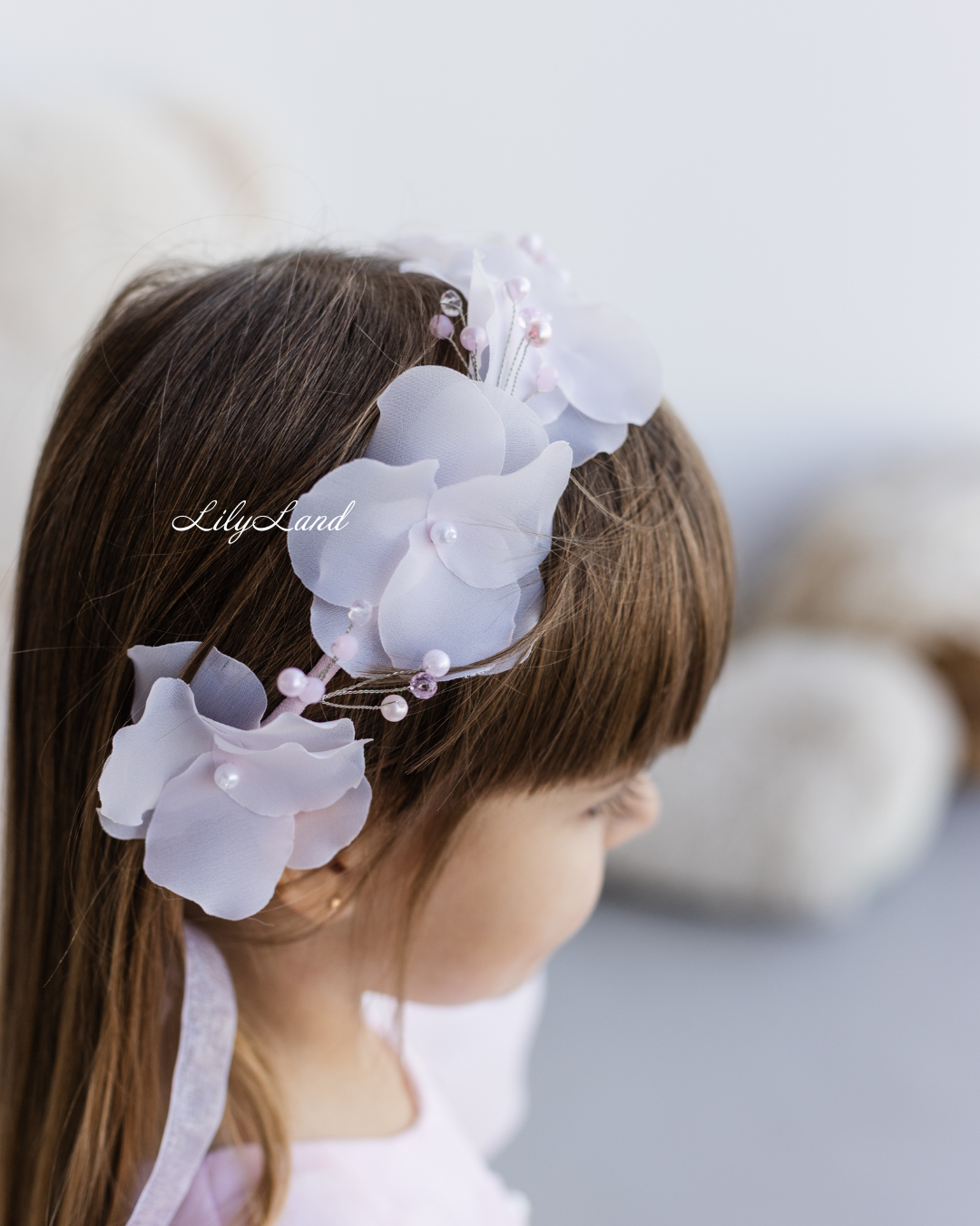 Mia Baby Girl Dress with Floral Appliqué in Light Pink