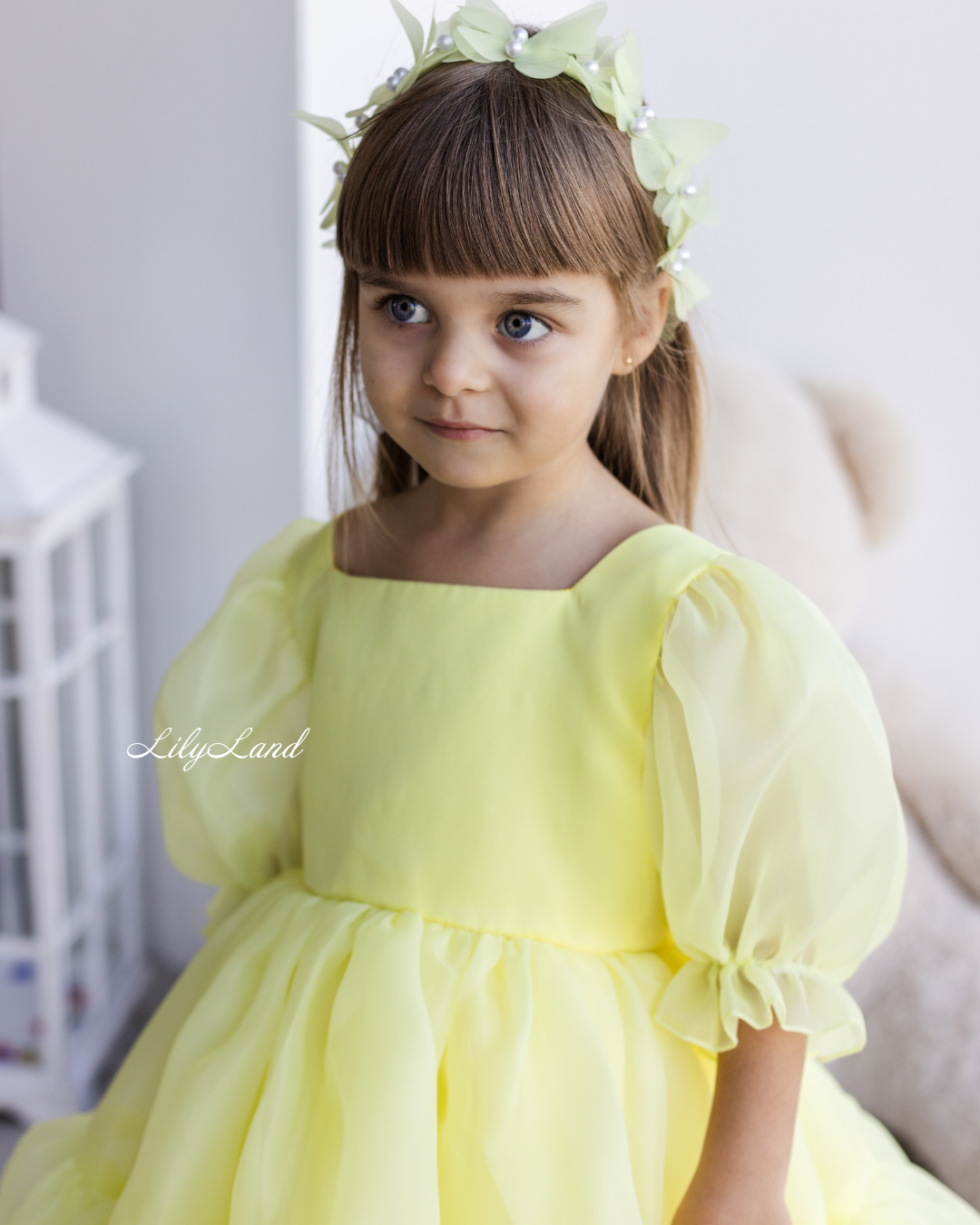 Marseille Puffy Tutu Girl Dress in Light Yellow