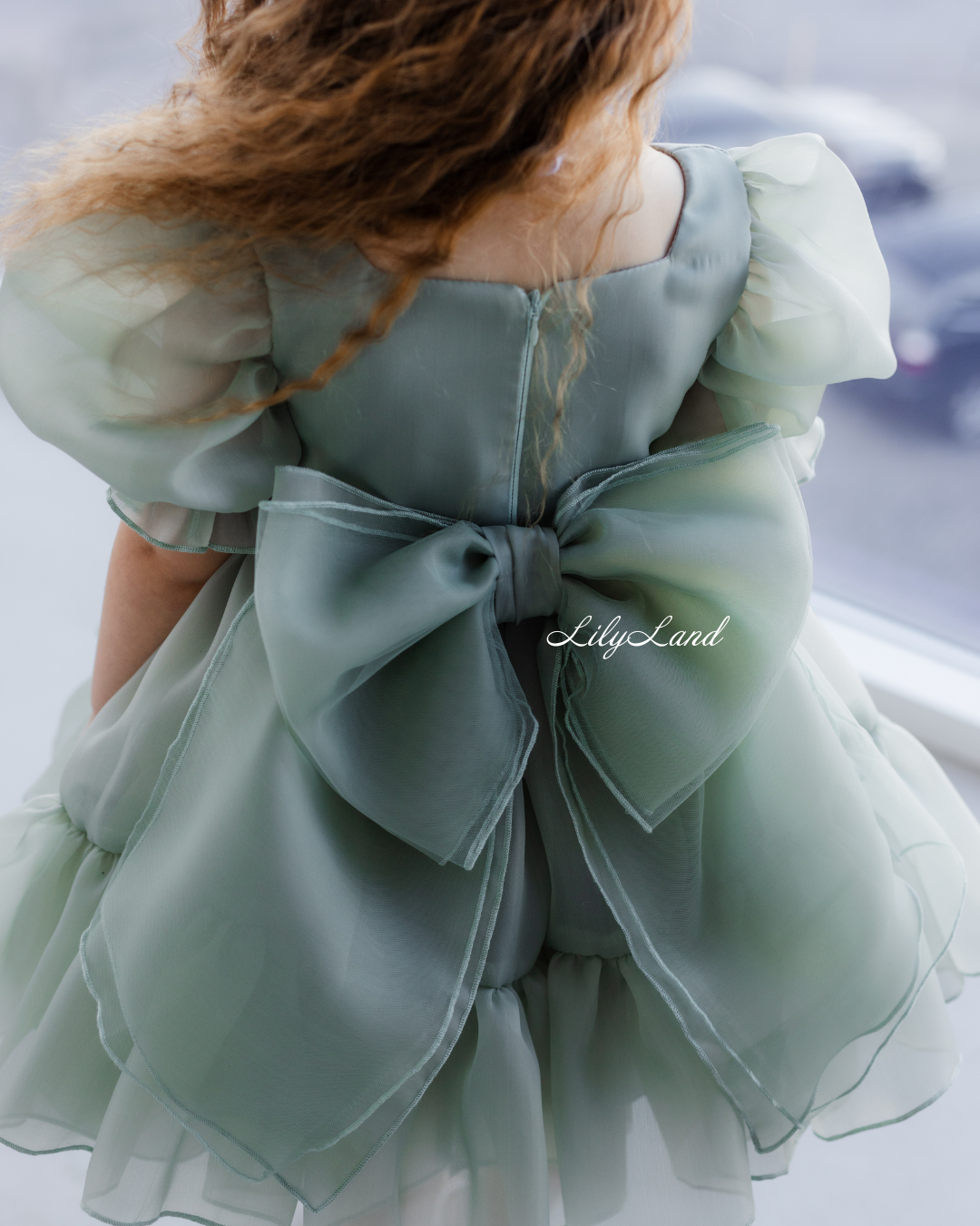 Marseille Puffy Tutu Girl Dress in Sage Green