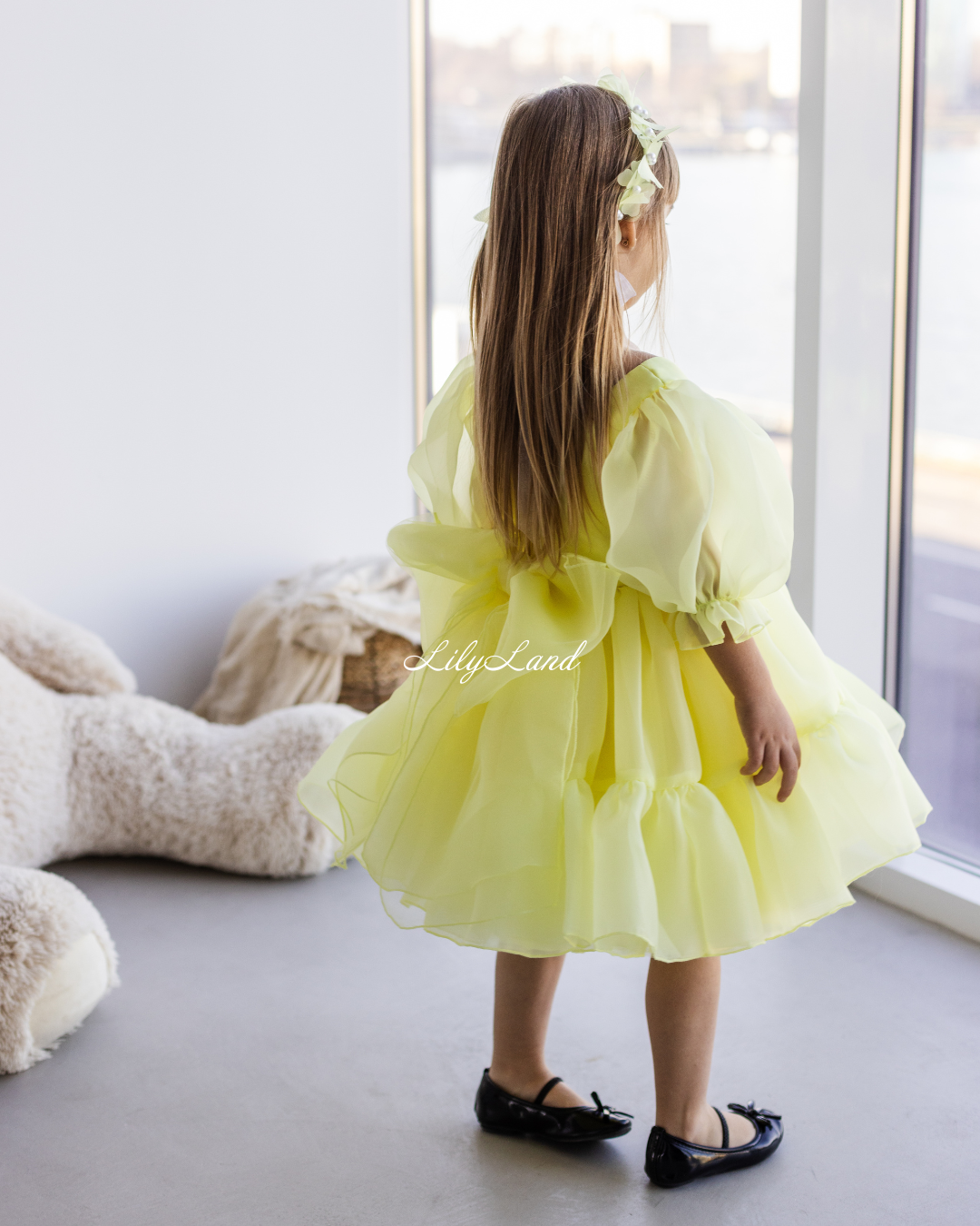 Marseille Puffy Tutu Girl Dress in Light Yellow