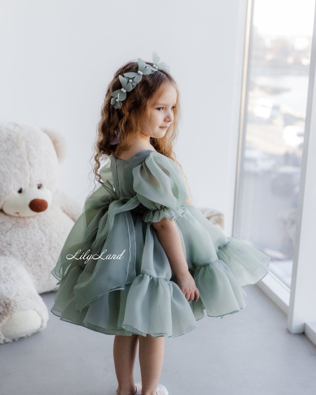 Marseille Puffy Tutu Girl Dress in Sage Green