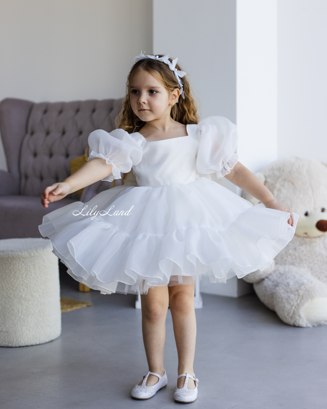 Marseille Puffy Tutu Girl Dress in White