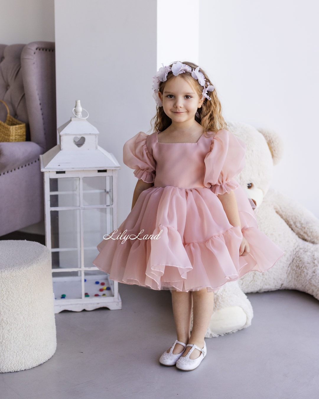 Marseille Puffy Tutu Girl Dress in Powder Pink