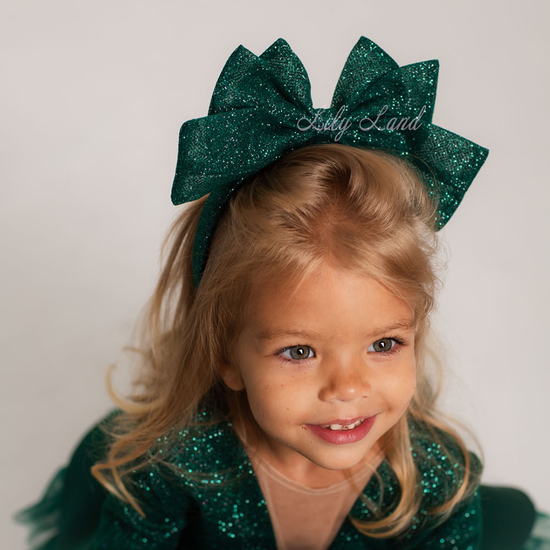 Emerald Green Bow Hair Hoop for Girls
