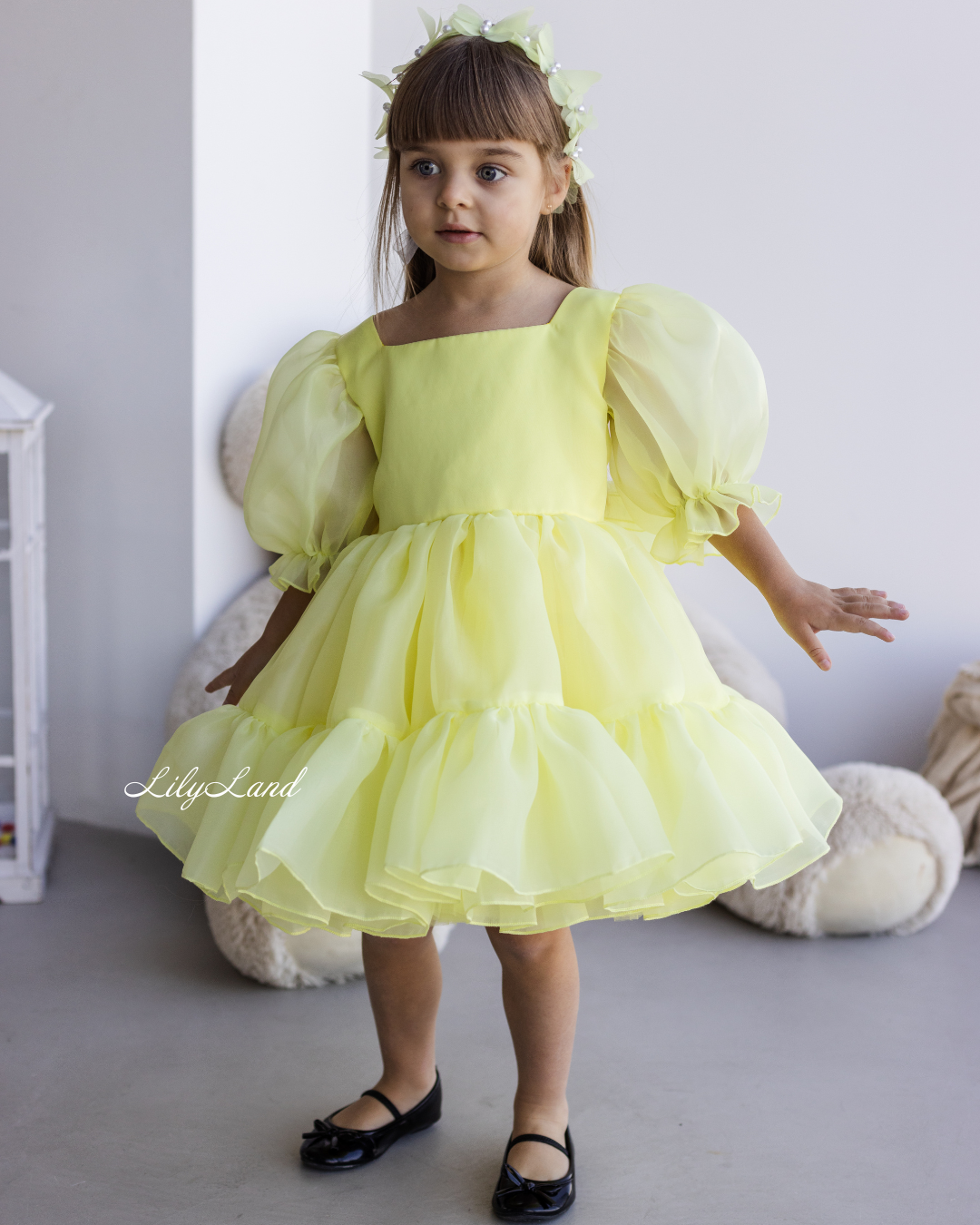 Marseille Puffy Tutu Girl Dress in Light Yellow