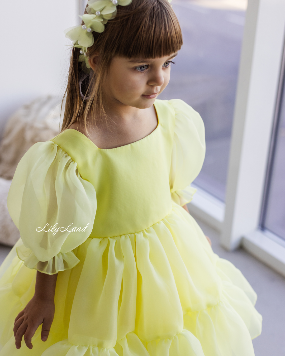 Marseille Puffy Tutu Girl Dress in Light Yellow