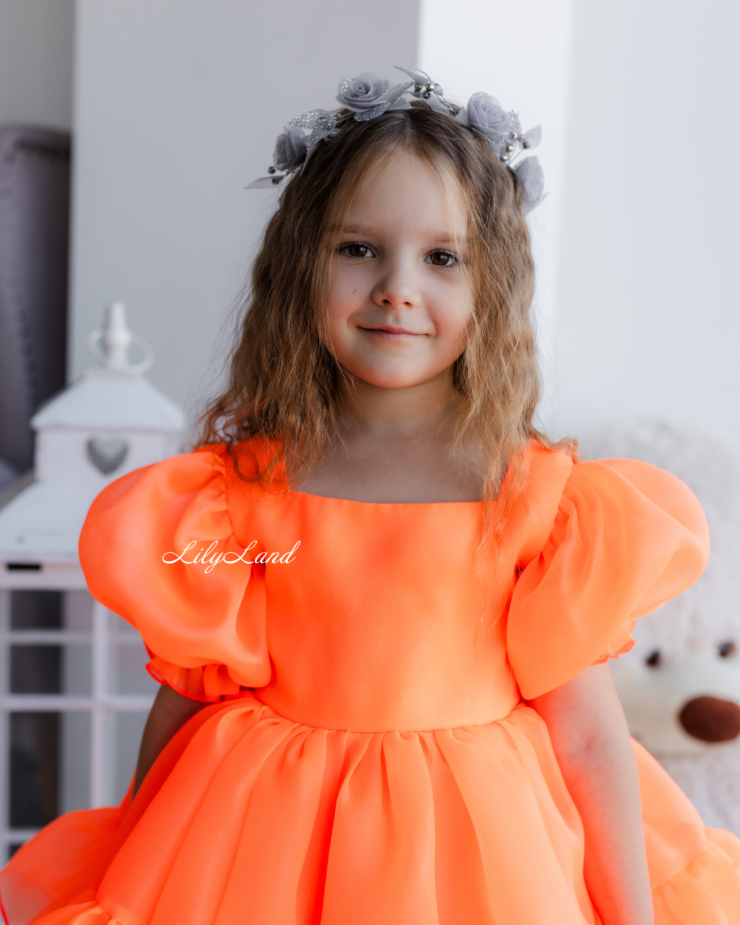 Marseille Puffy Tutu Girl Dress in Bright Neon Orange