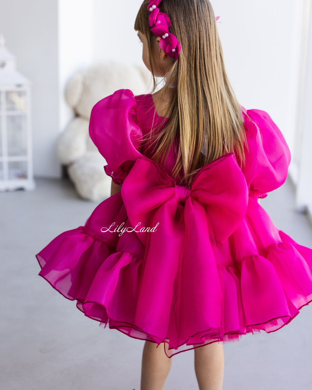 Marseille Puffy Girl Dress in Raspberry