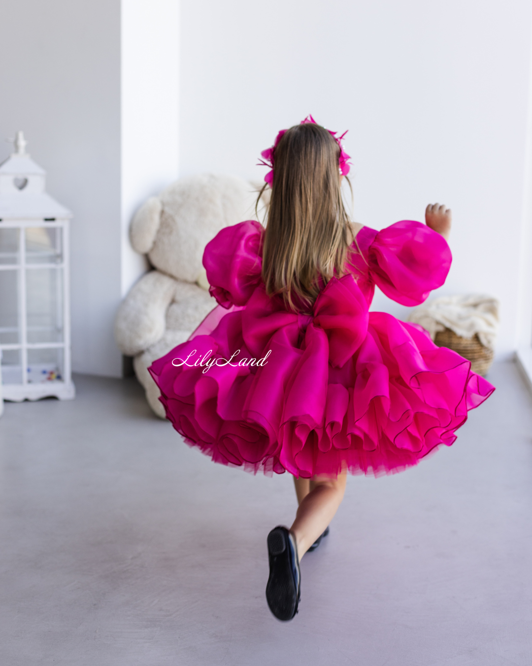 Marseille Puffy Girl Dress in Raspberry