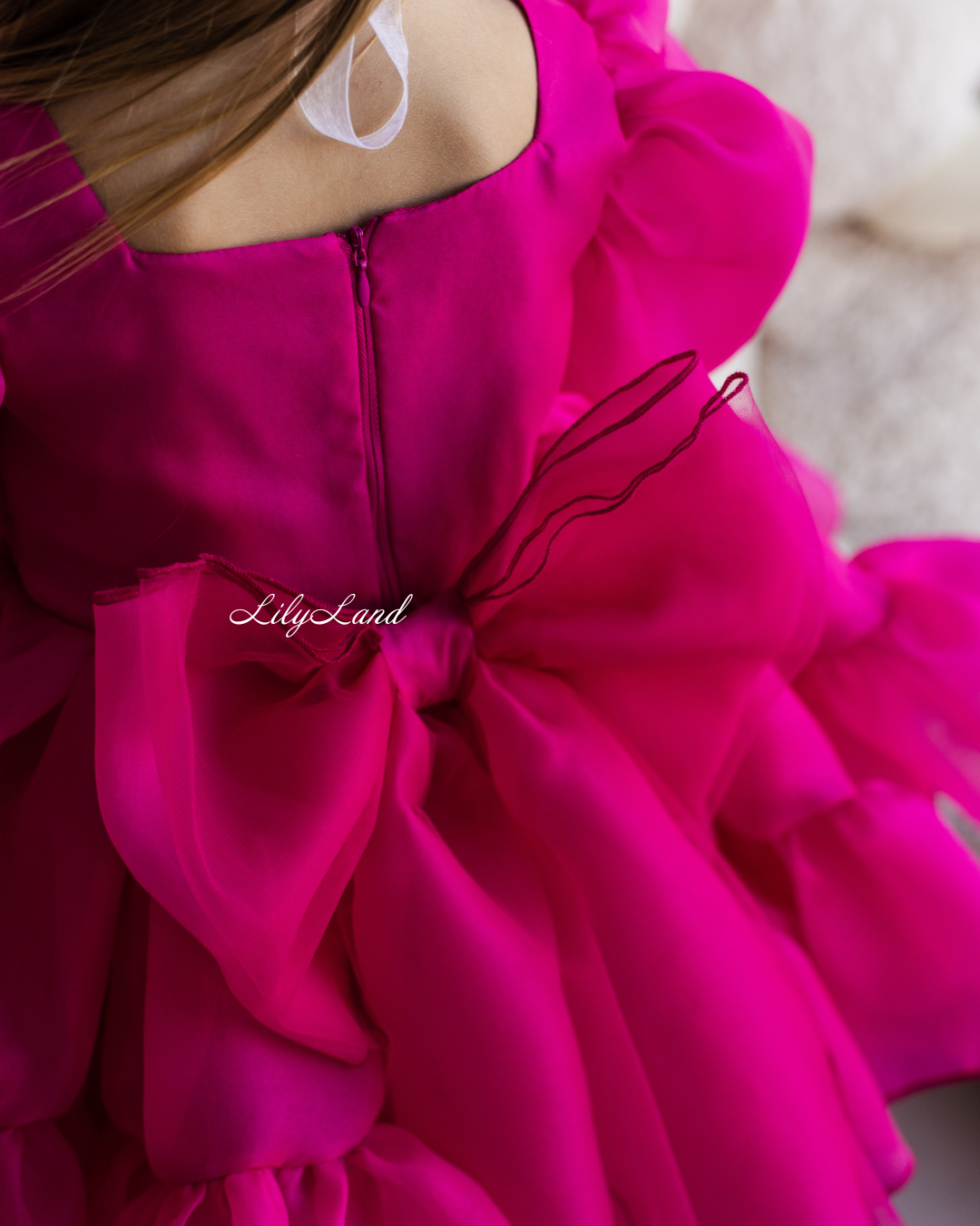 Marseille Puffy Girl Dress in Raspberry