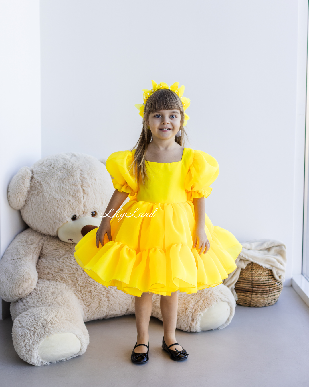 Marseille Puffy Tutu Girl Dress in Bright Neon Yellow