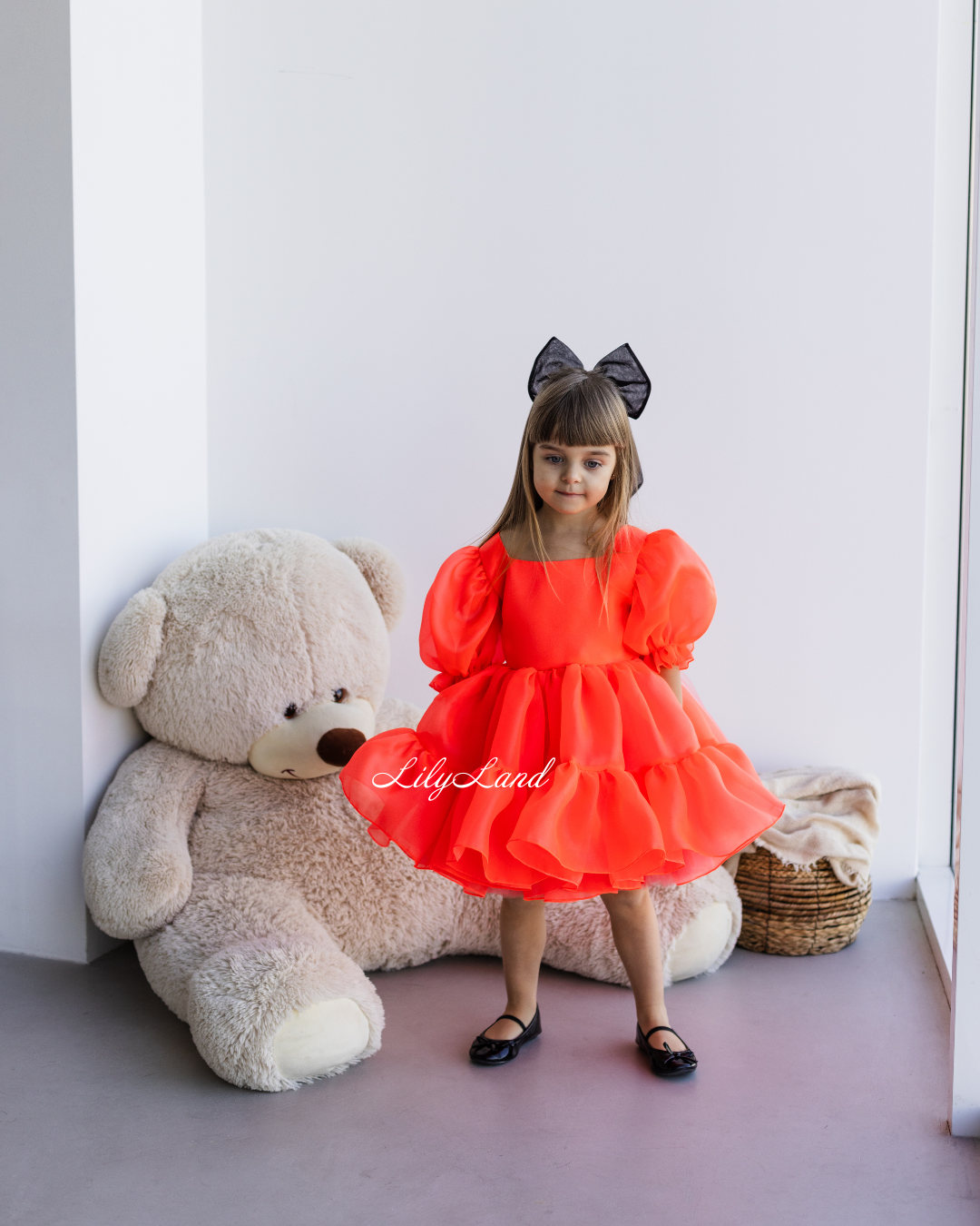 Marseille Puffy Tutu Girl Dress in Bright Neon Orange