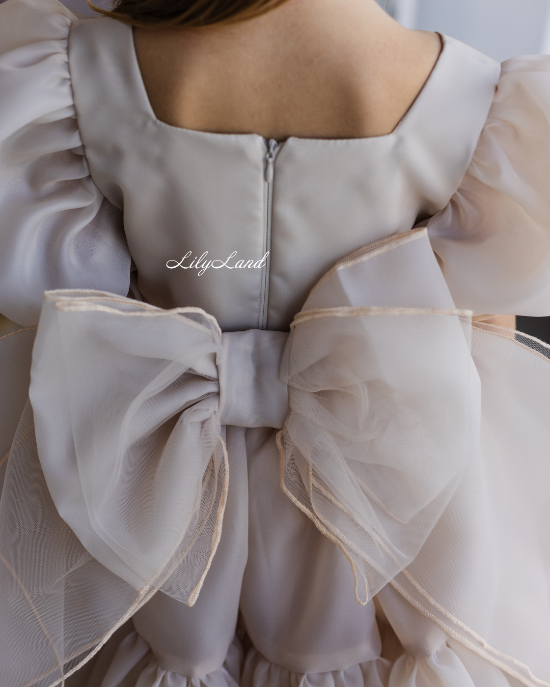 Marseille Puffy Tutu Girl Dress in Beige