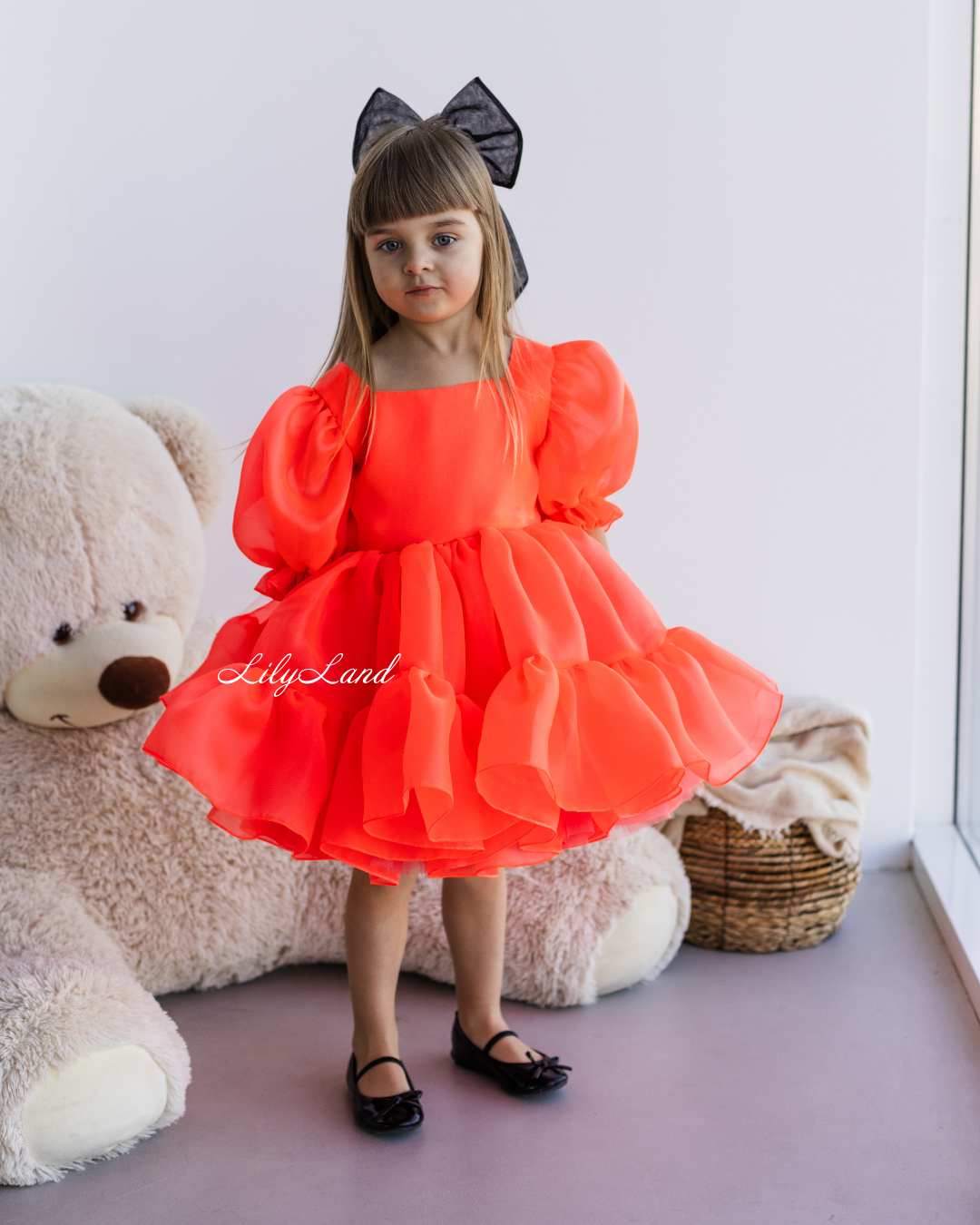 Marseille Puffy Tutu Girl Dress in Bright Neon Orange