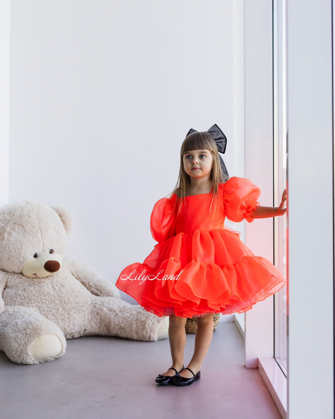 Marseille Puffy Tutu Girl Dress in Bright Neon Orange