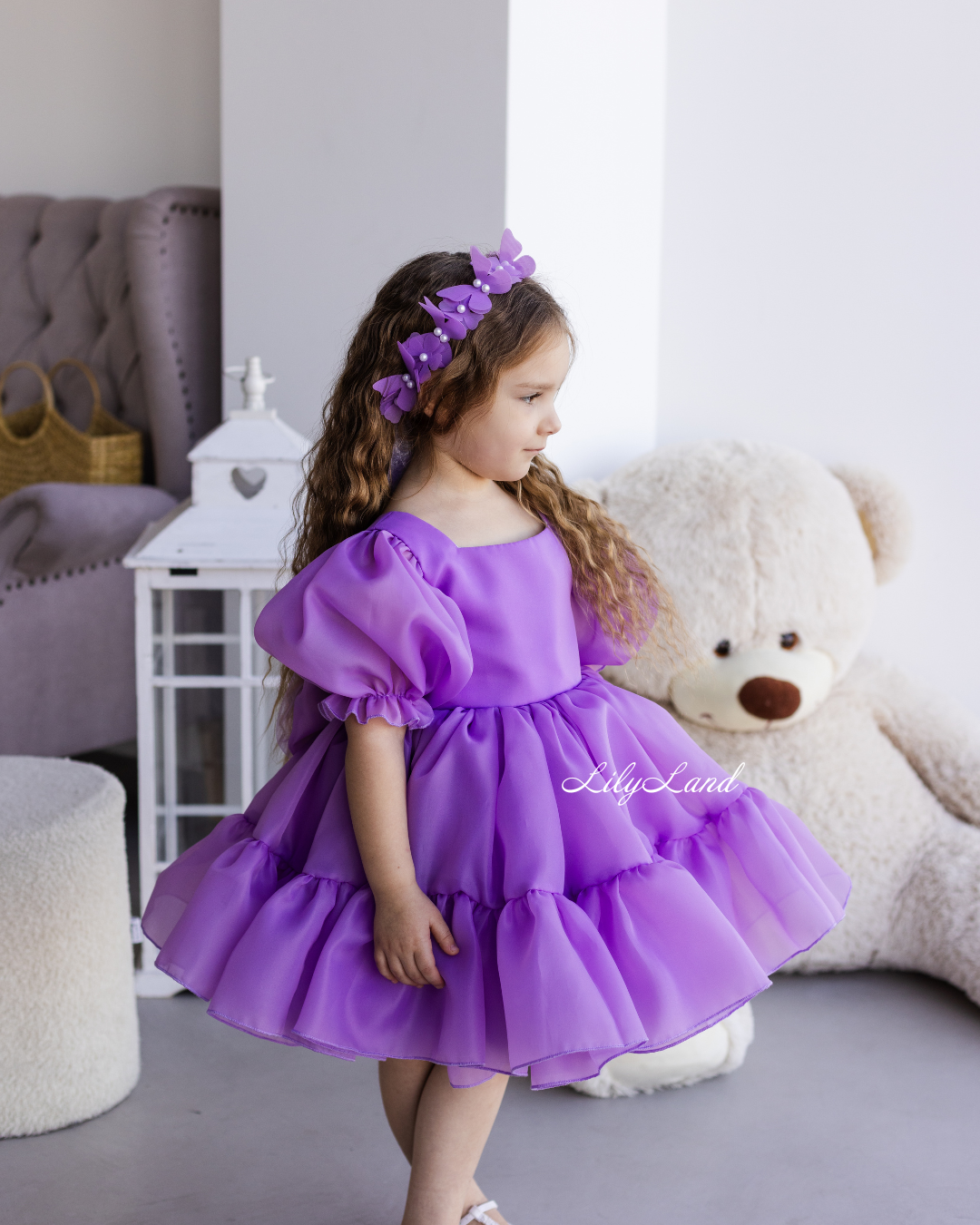 Marseille Puffy Tutu Girl Dress in Lavender