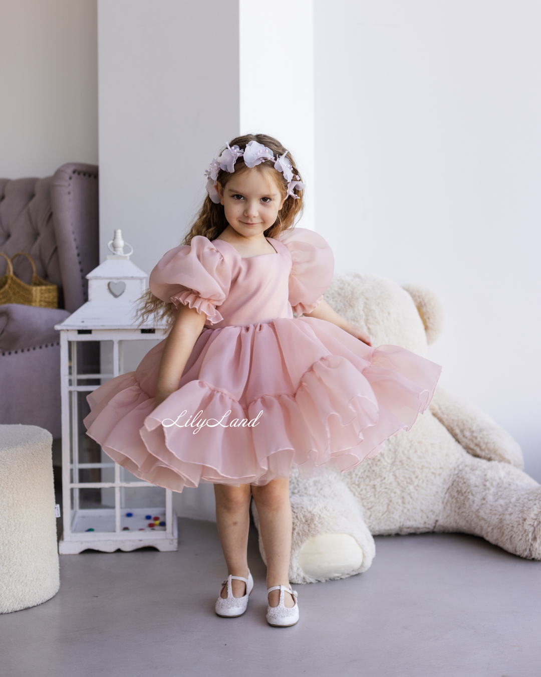 Marseille Puffy Tutu Girl Dress in Powder Pink