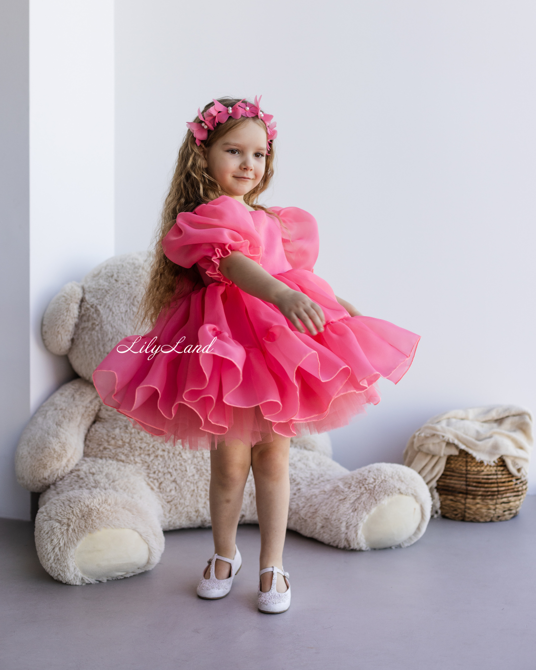 Marseille Puffy Tutu Girl Dress in Bubble Pink