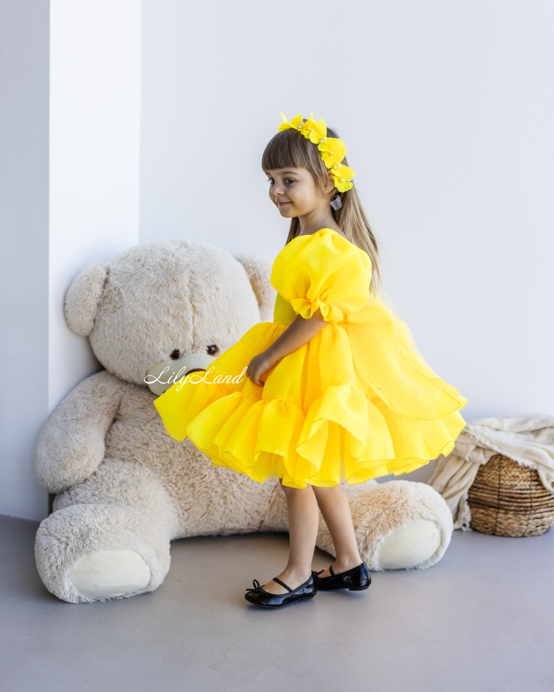 Marseille Puffy Tutu Girl Dress in Bright Neon Yellow