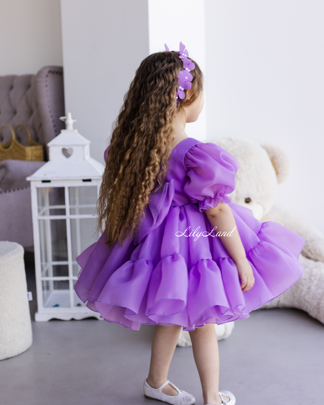 Marseille Puffy Tutu Girl Dress in Lavender
