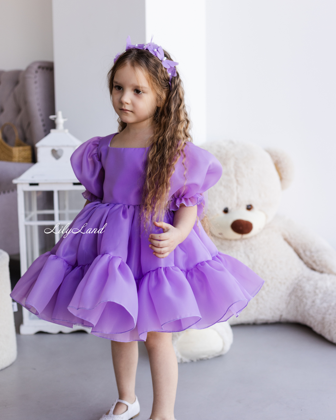 Marseille Puffy Tutu Girl Dress in Lavender