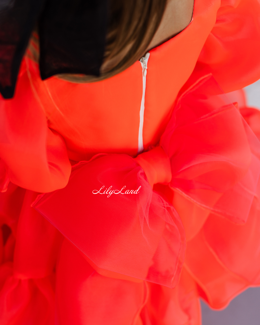 Marseille Puffy Tutu Girl Dress in Bright Neon Orange