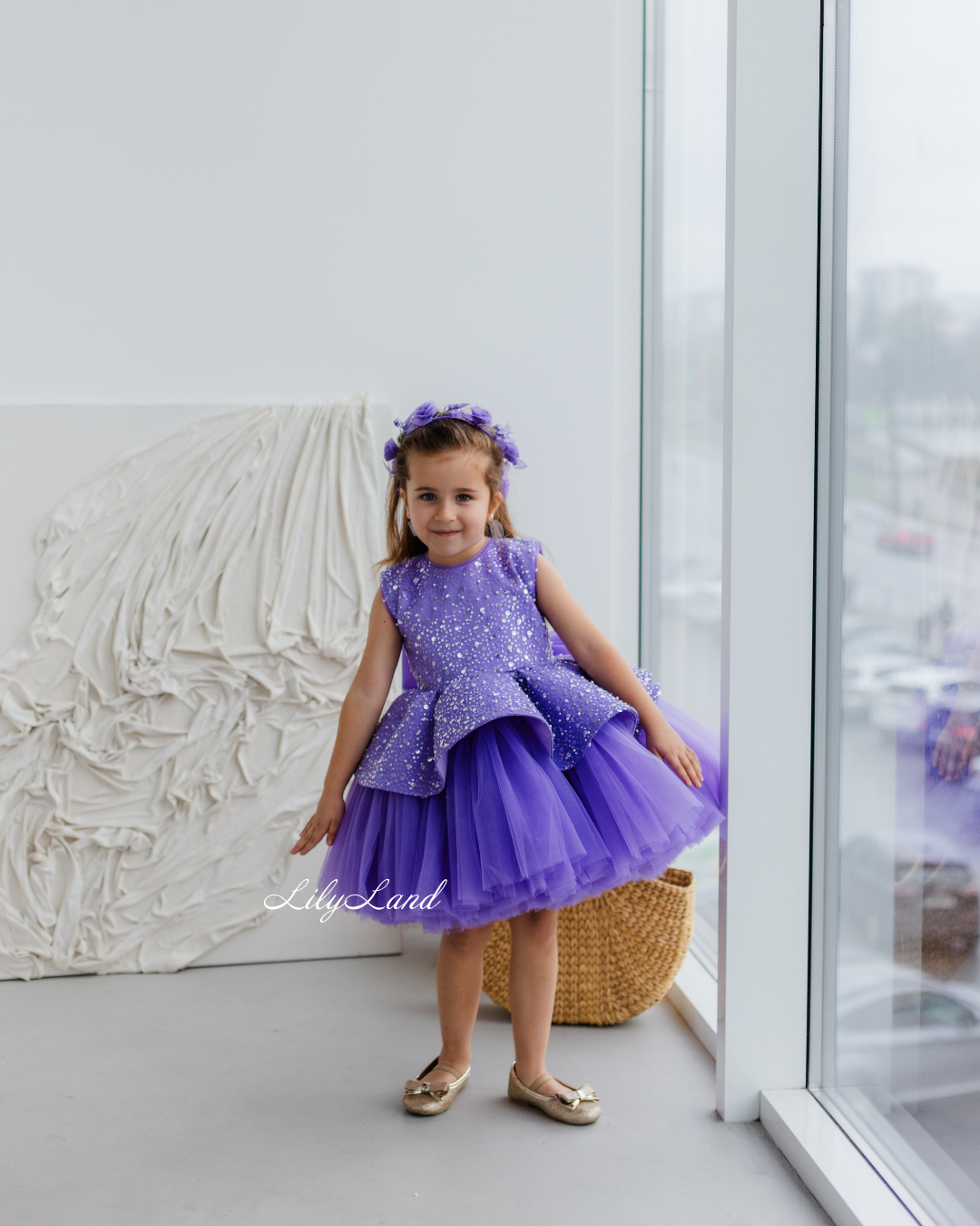 Nancy Tutu Girl Dress in Dark Lavender