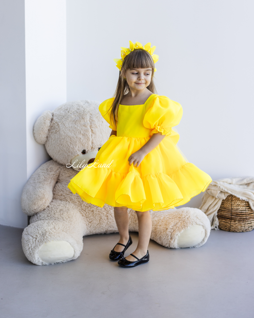 Marseille Puffy Tutu Girl Dress in Bright Neon Yellow
