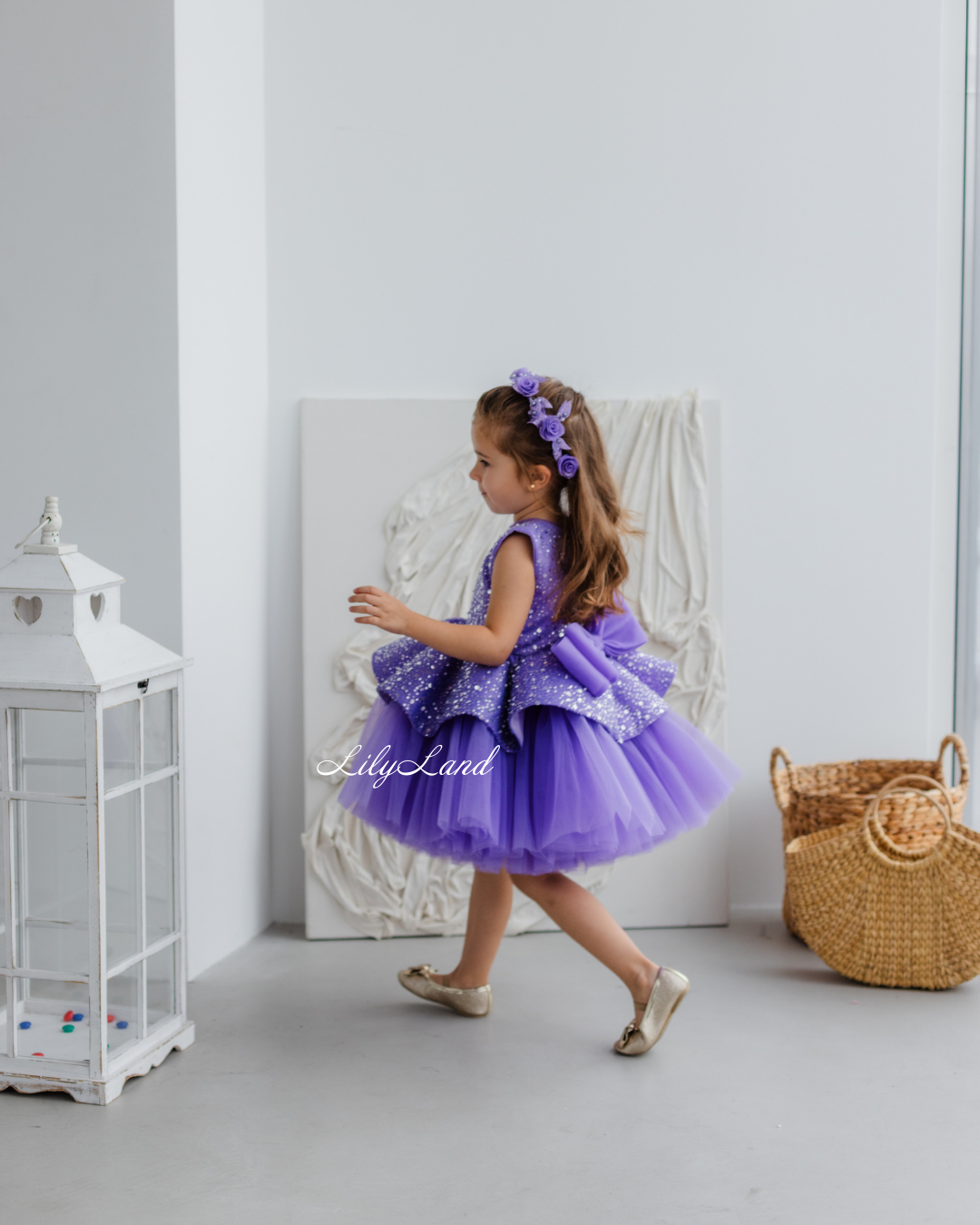 Nancy Tutu Girl Dress in Dark Lavender