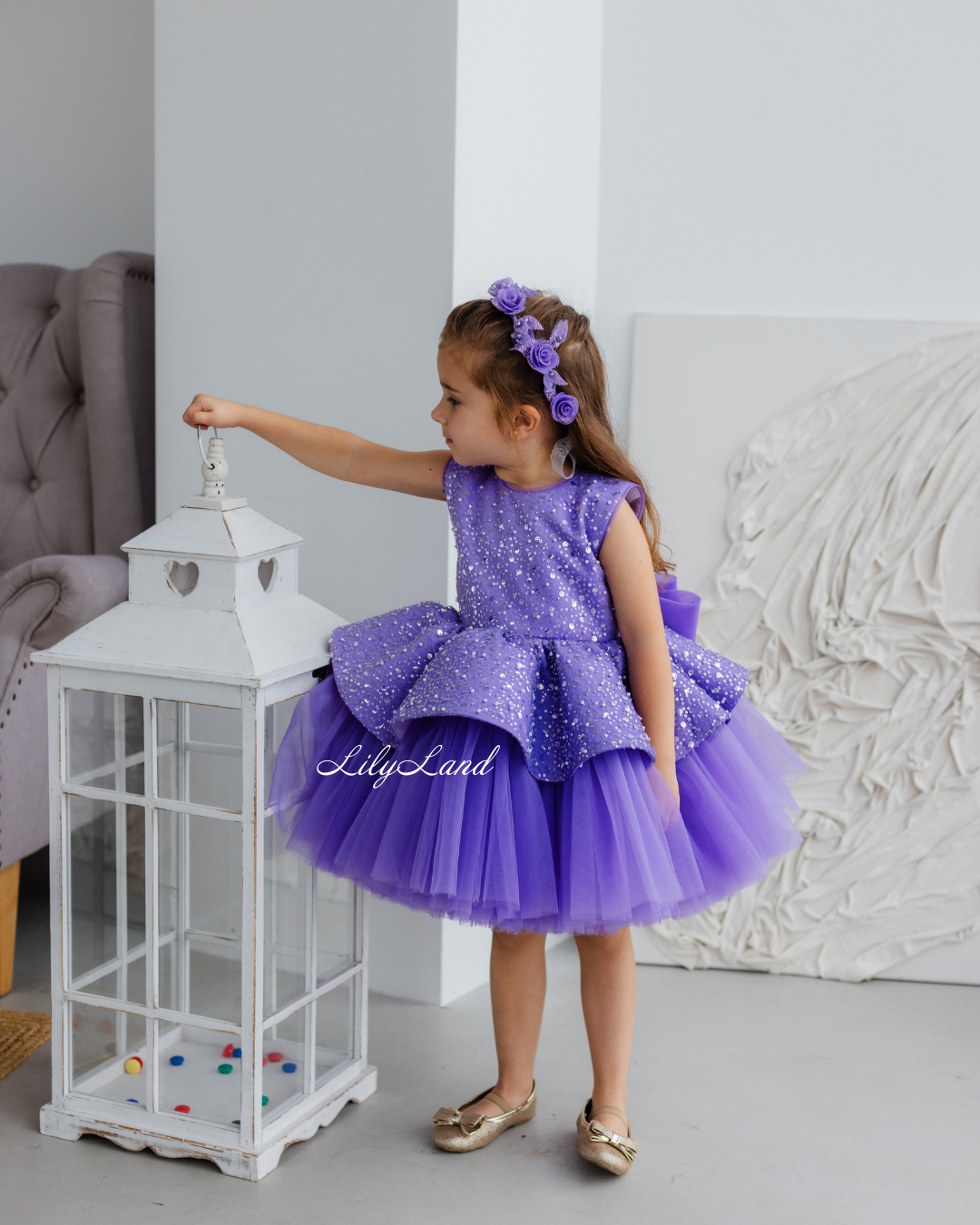 Nancy Tutu Girl Dress in Dark Lavender