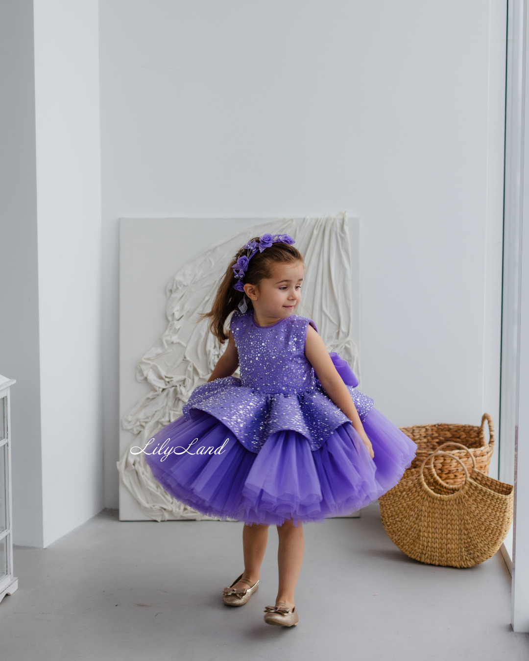 Nancy Tutu Girl Dress in Dark Lavender