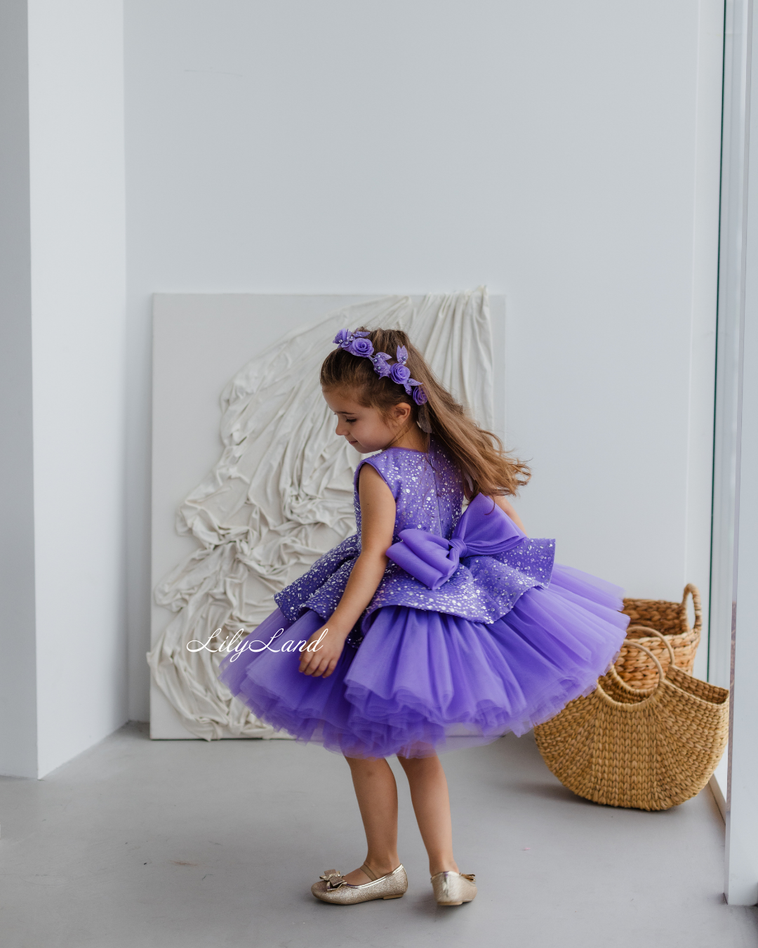 Nancy Tutu Girl Dress in Dark Lavender