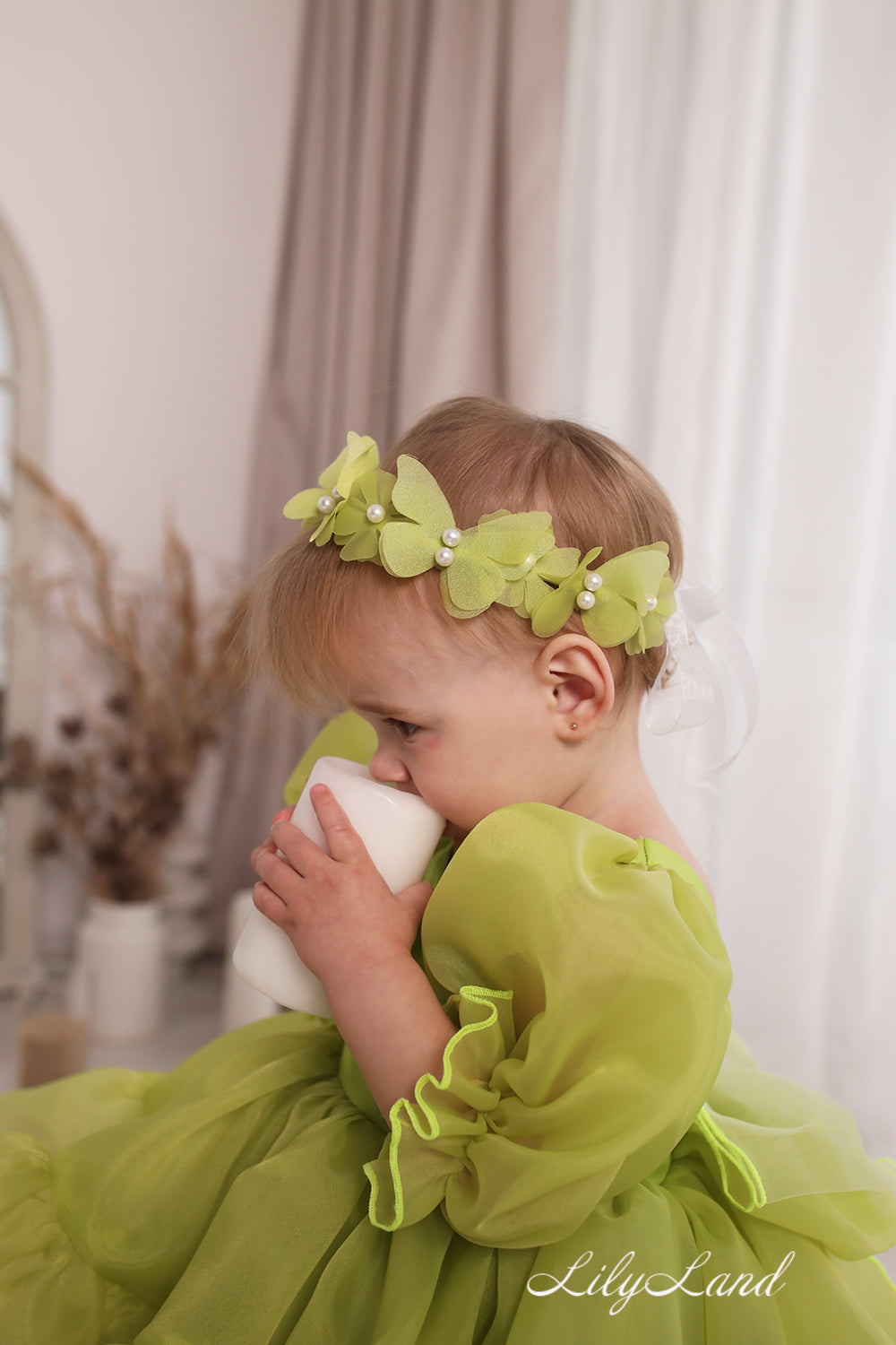 Marseille Puffy Tutu Girl Dress in Yellow Green