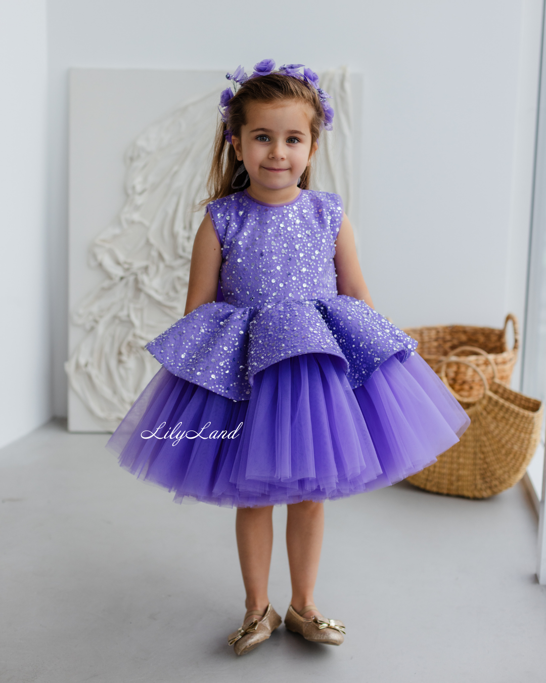 Nancy Tutu Girl Dress in Dark Lavender