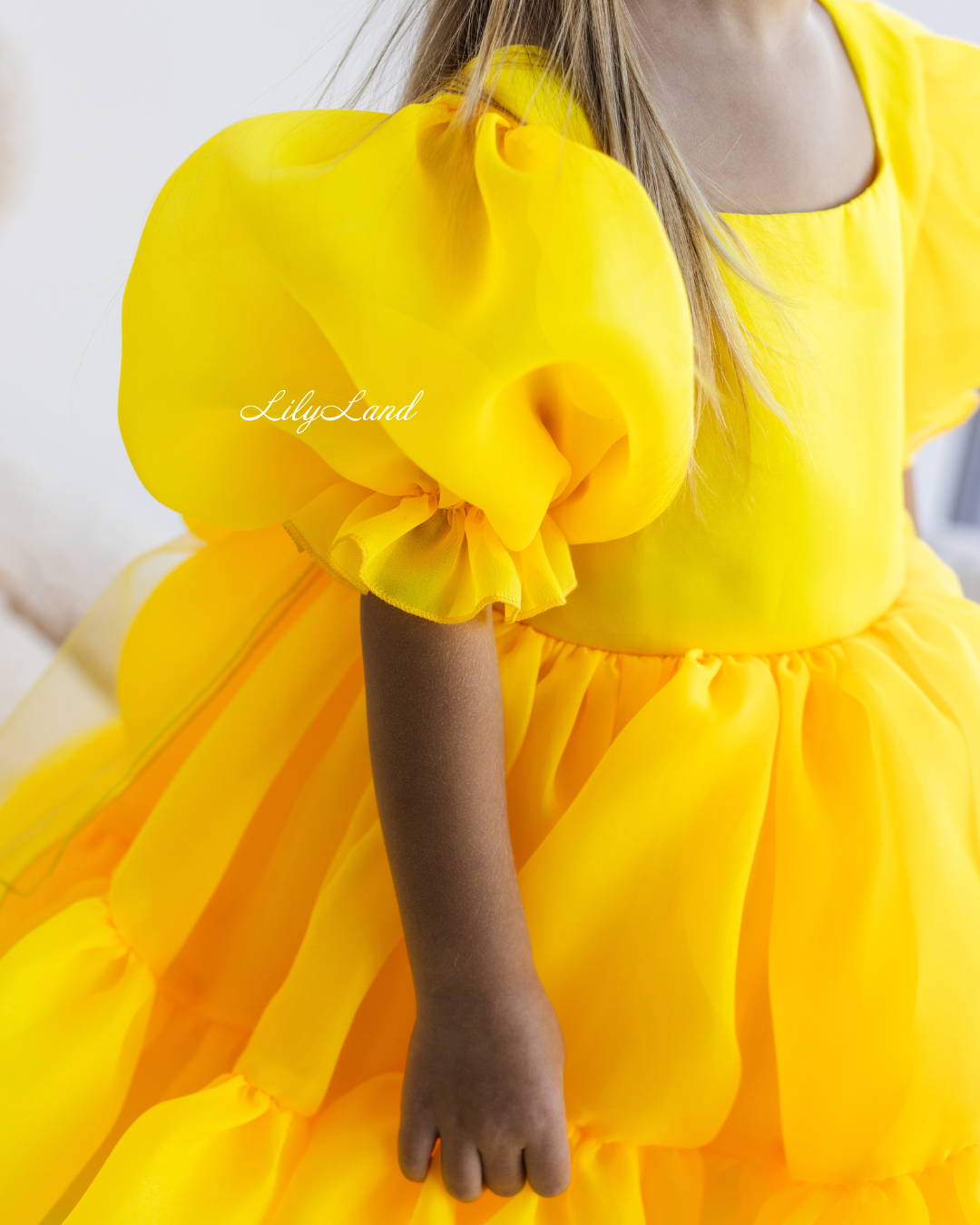 Marseille Puffy Tutu Girl Dress in Bright Neon Yellow