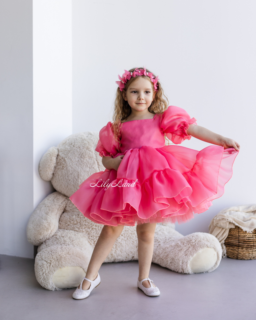Marseille Puffy Tutu Girl Dress in Bubble Pink