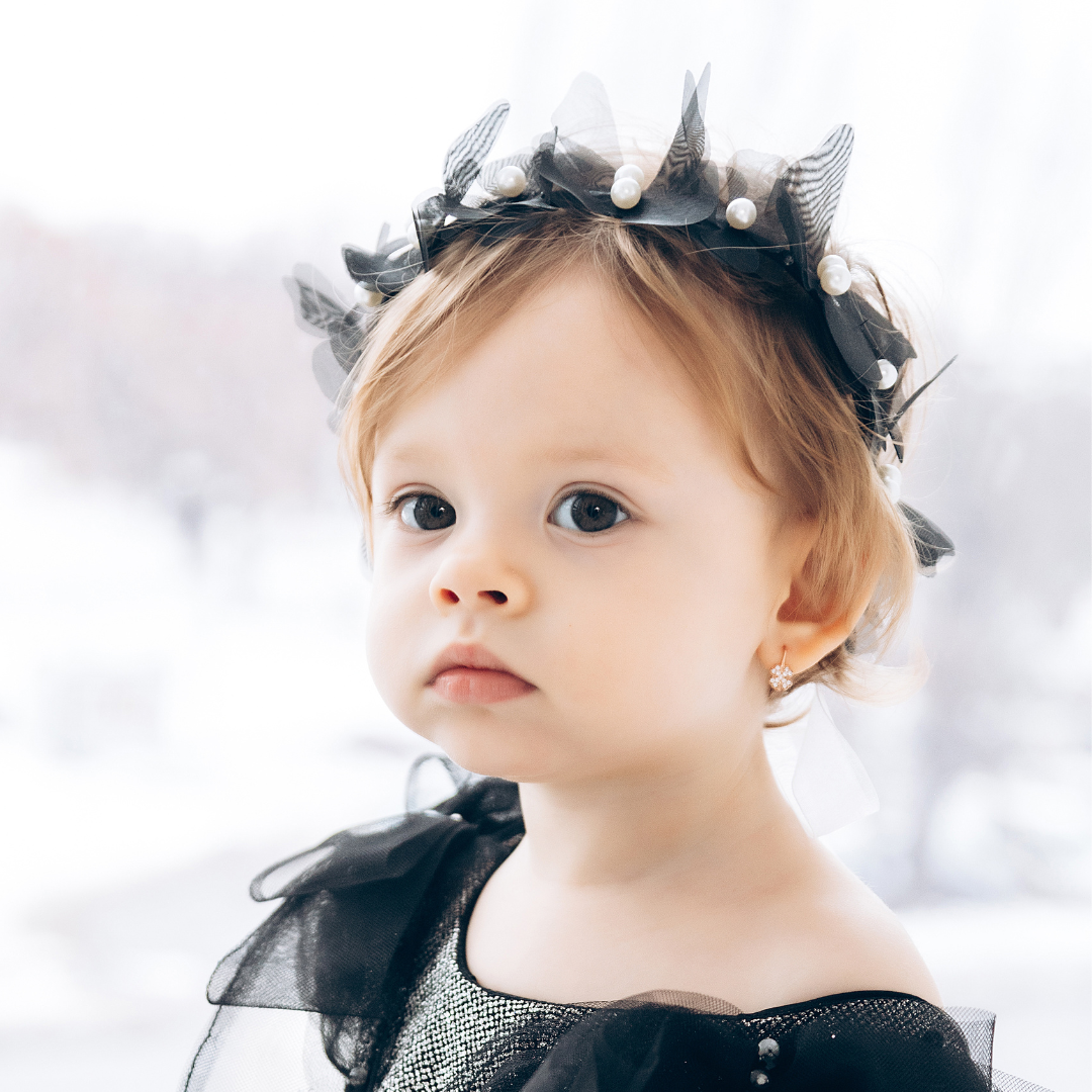 Girl Headband with Butterflies and Flowers in Blue
