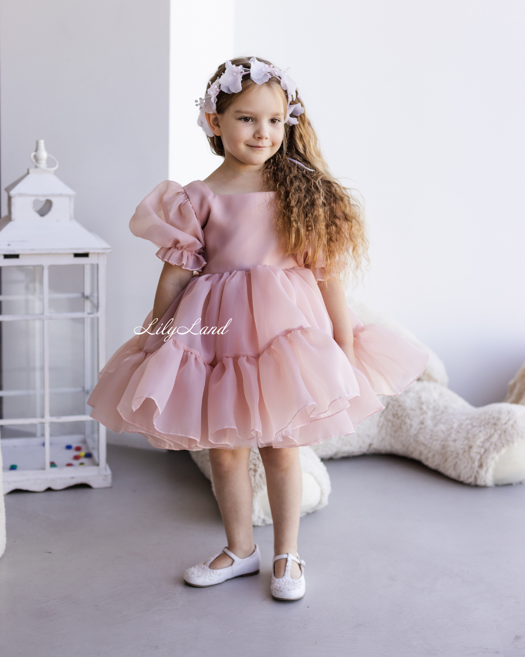 Marseille Puffy Tutu Girl Dress in Powder Pink