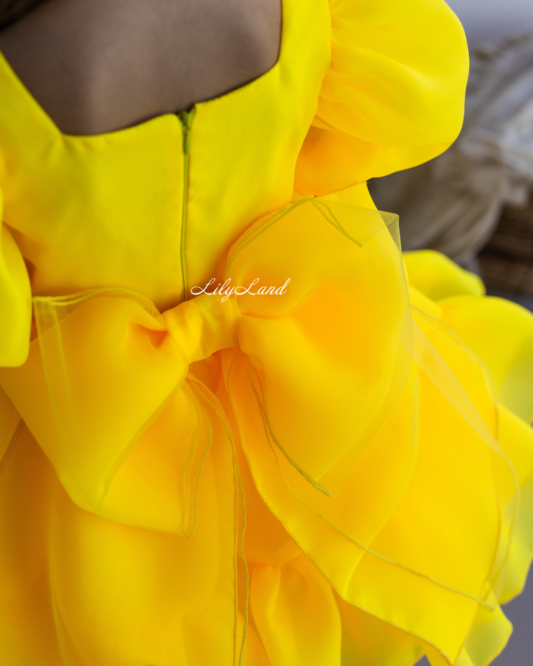 Marseille Puffy Tutu Girl Dress in Bright Neon Yellow