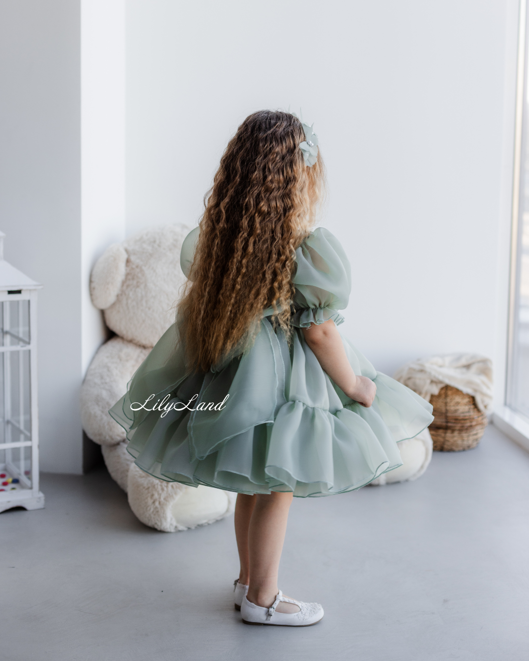 Marseille Puffy Tutu Girl Dress in Sage Green