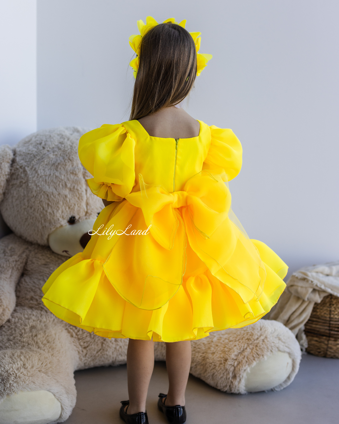 Marseille Puffy Tutu Girl Dress in Bright Neon Yellow