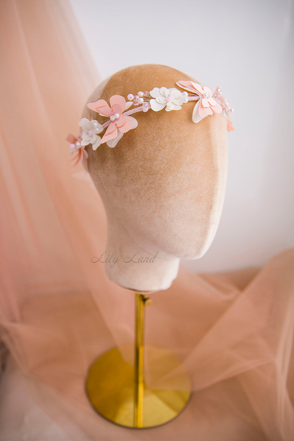 Girl Headband with Flowers and Butterflies in Fuchsia