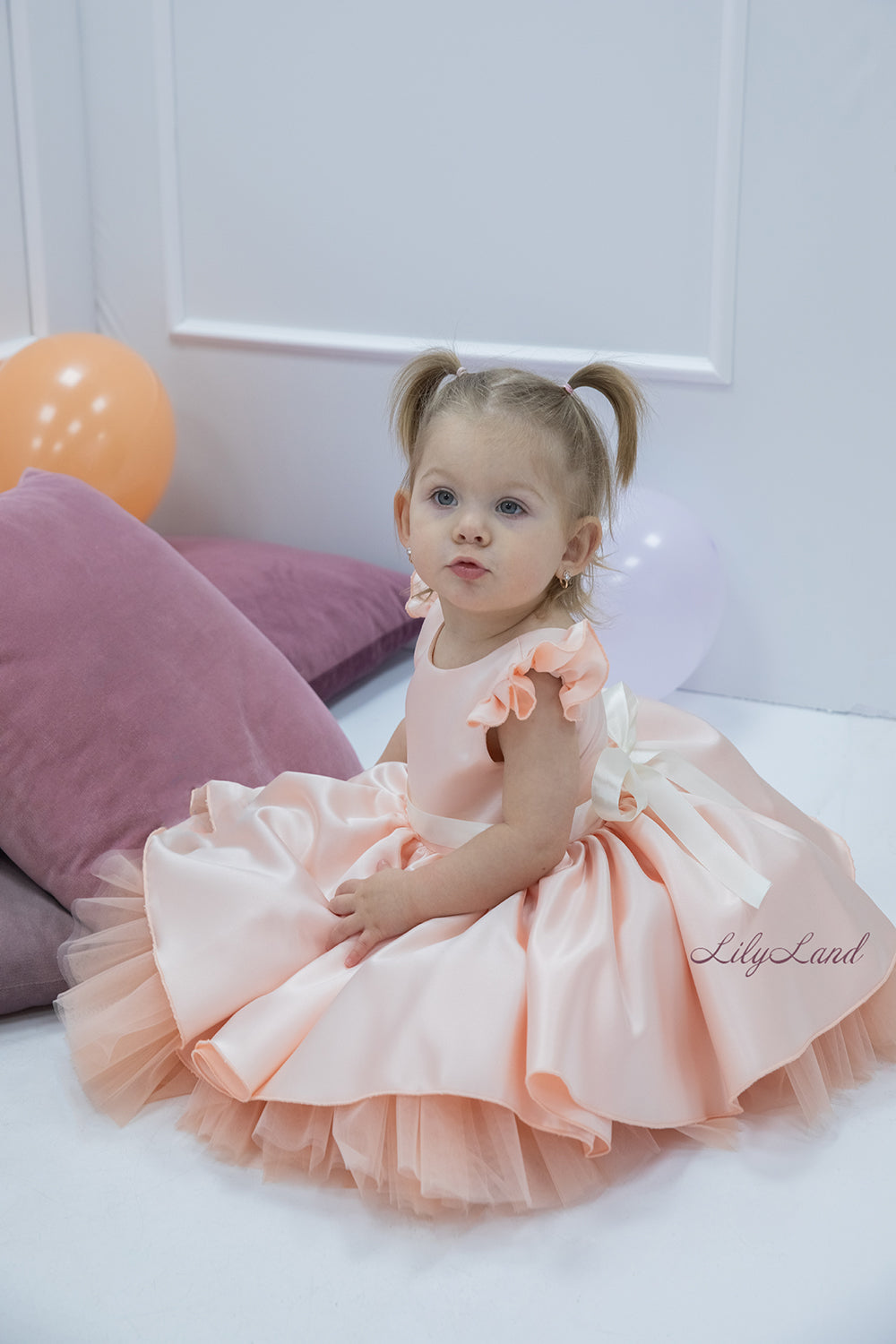 Lydia Tutu Satin Girl Dress in Peach